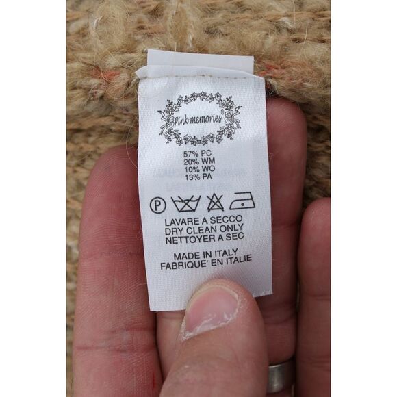 PINK MEMORIES Textured Knit Cardigan 34 Sleeve VNeck Women Beige Sweaters - Picture 6 of 6